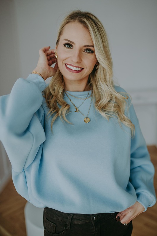 bluza bez kaptura damska Bluza Basic oversize błękitna