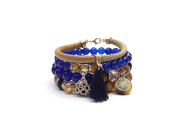 bransoletki z kamieni naturalnych Dark blue and  sand vol. 5 /22.03.22/  set