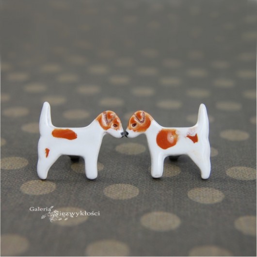 Jack russell terrier- ceramiczne kolczyki Dorca