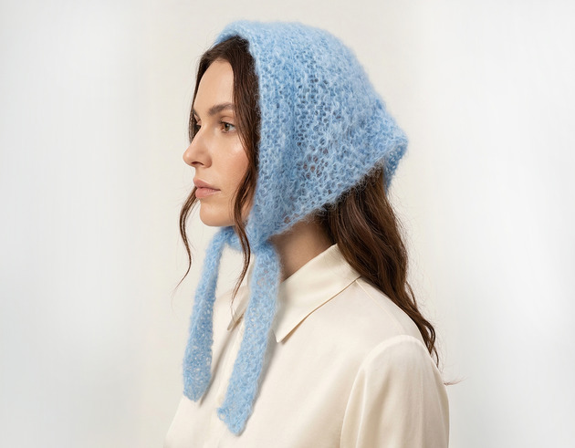 czapki damskie Chustka moherowa błękit nieba