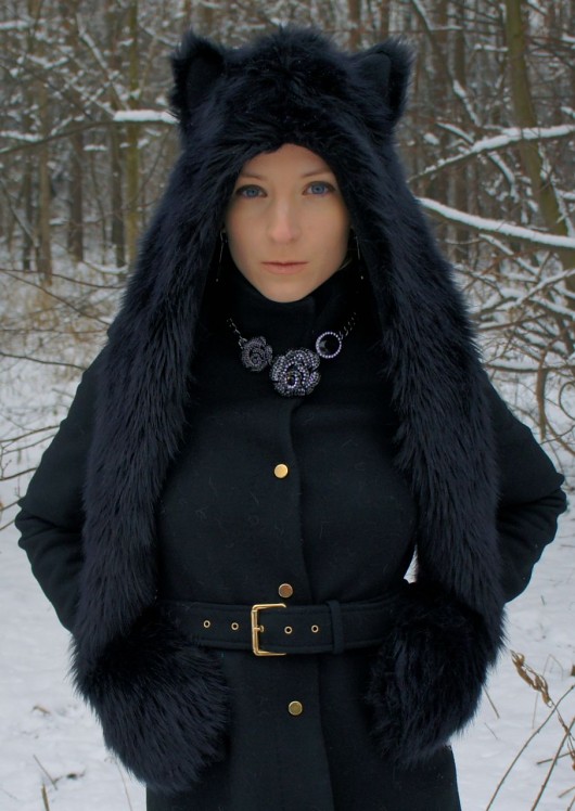 Whitewoof Momo czapka / kaptur wilk futro polar WhiteWoof