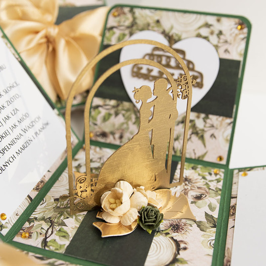 kartki scrapbooking Pamiątka ślubu, exploding box, kartka 3d