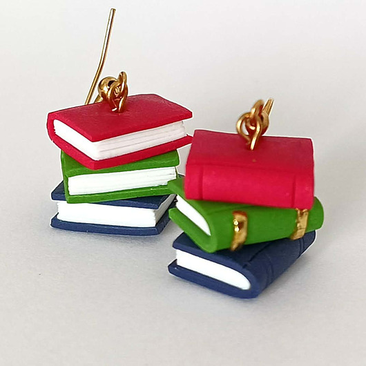 kolczyki z masy plastycznej Kolczyki książki