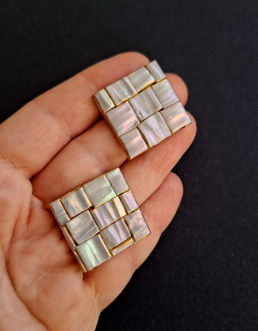 kolczyki z masy plastycznej Kolczyki w błyskach muszli no6