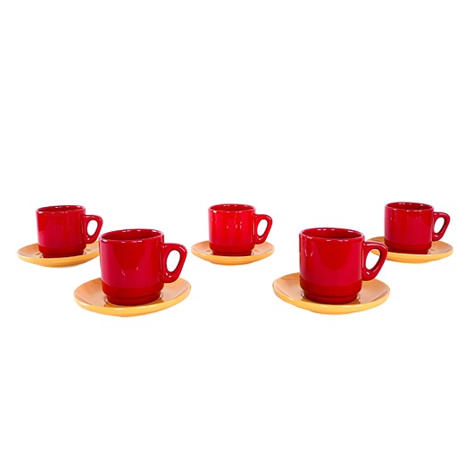 kubki Zestaw kubków ceramicznych, włoski design, lata 80, produkcja: Włochy