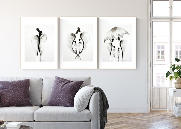 zestaw 3 grafik 40 x 50 cm wykonanych ręcznie Krystyna Siwek Art