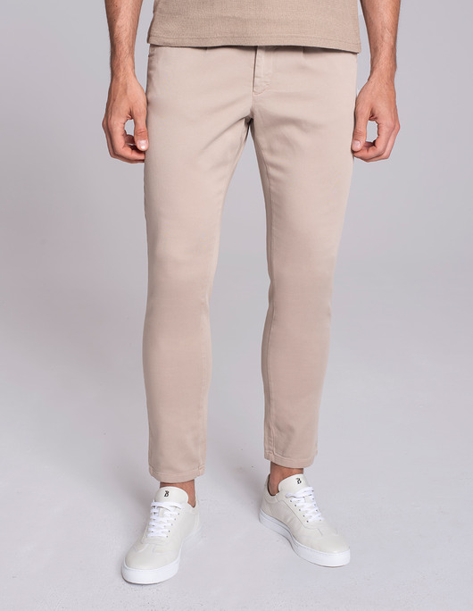 spodnie męskie Męskie spodnie dresano beżowy slim fit