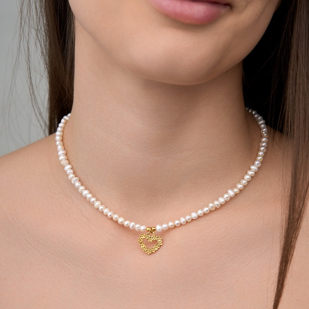 chokery Choker naszyjnik perły naturalne- srebro 925 pozłacane