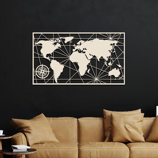 obrazy Duża Mapa Drewniana na ścianę do salonu
