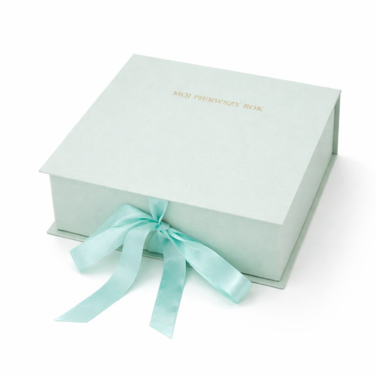 pokój dziecka - różne Pudełko "Mój pierwszy rok" miętowe, prezent, babyshower