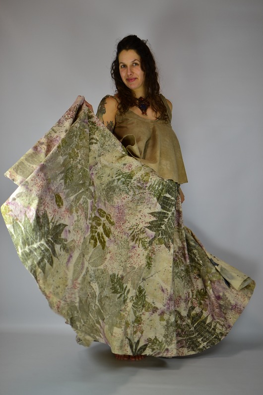 spódnice maxi Barwiona Roślinami Spódnica "Jarzębinowy Gaj"