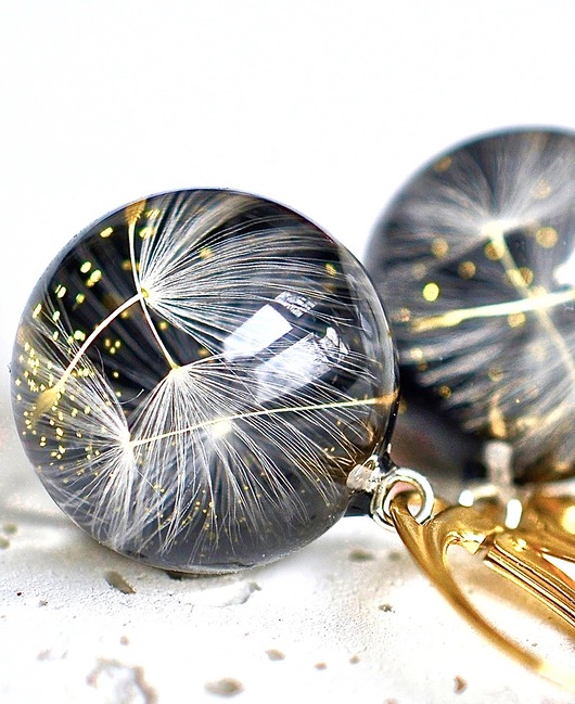 Kolczyki srebrne z nasionami dmuchawca Grol Jewellery