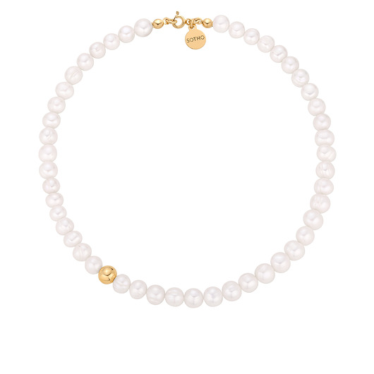 srebrne naszyjniki Złoty naszyjnik z pereł naturalnych z kulką
