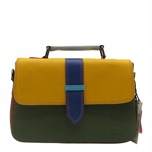 torby na ramię Torebka skórzana do ręki i na ramię, regulowany pasek, kolorowa eko OLIVKA