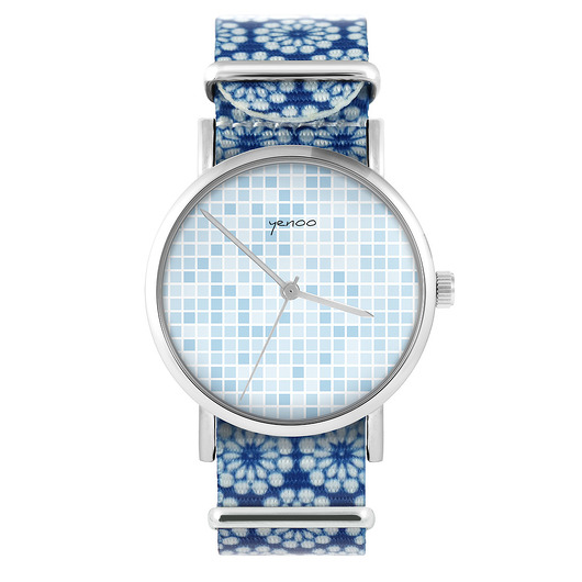 zegarki damskie Zegarek - Piksel - niebieski, kwiaty