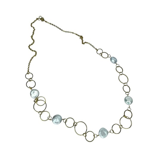 złote naszyjniki Naszyjnik z pereł i złoconych ogniw