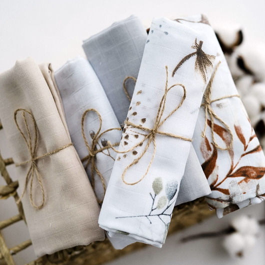 przewijaki i ręczniki dla dzieci Ulewajki pieluszki muślinowe 5-pak 39x39 cm COUNTRY DAY od BabyU