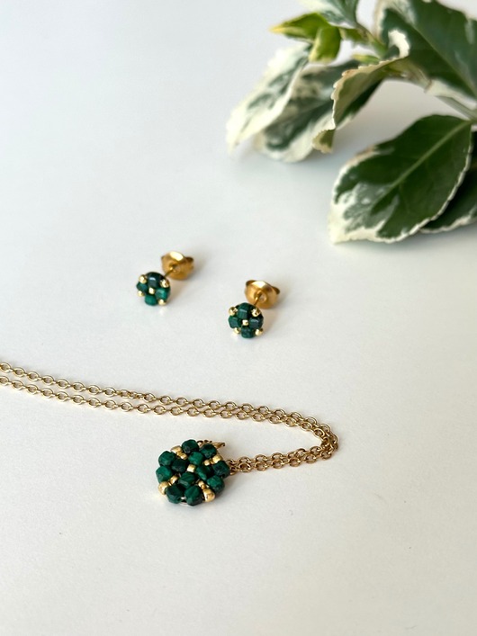 komplet biżuterii Komplet malachit