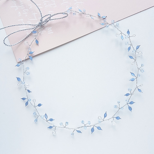 Biżuteria ślubna Niebieska opaska ślubna - tiara Airy