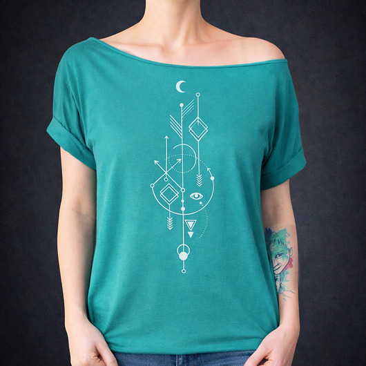 t-shirt damskie Alchemic Szafirowy Oversize