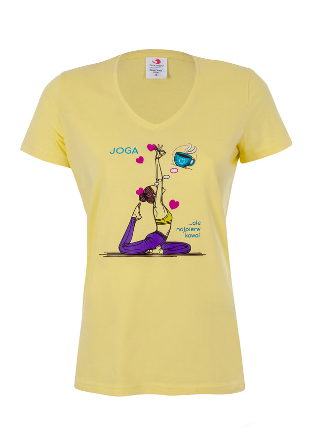t-shirt damskie Bluzka t-shirt kawa JOGA żółta