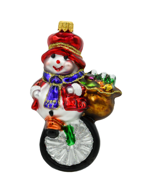 ozdoby choinkowe Bombka choinkowa: Bałwan na monocyklu