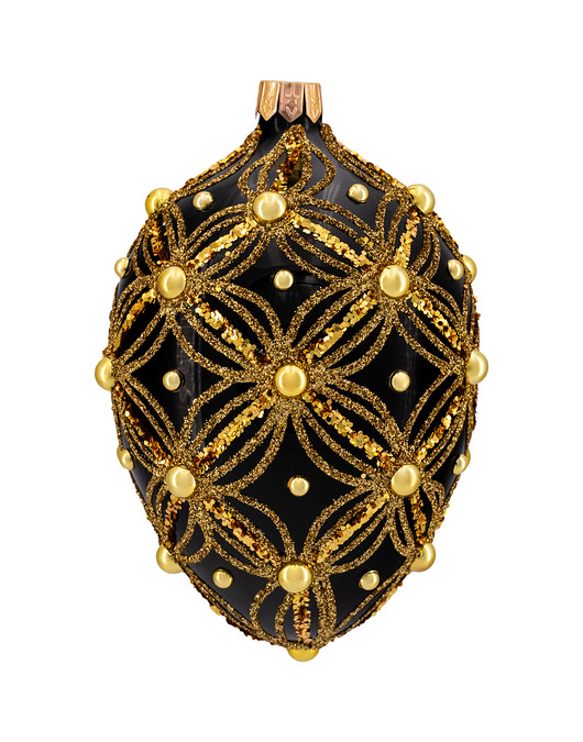 bombki Bombka choinkowa szklana ręcznie malowana: Jajo Faberge: czarne
