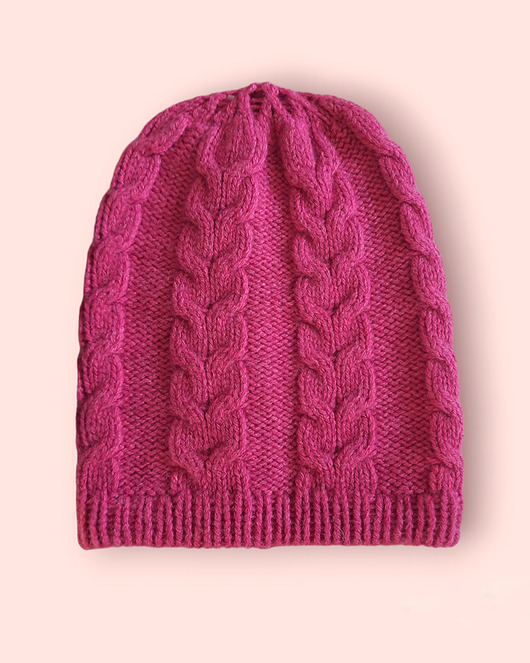 czapki damskie Kaszmirowa czapka- czapka z kaszmiru 100% różowa warkocz