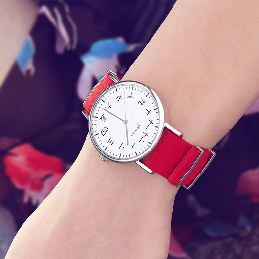 zegarki damskie Zegarek - Kanji - czerwony, nylonowy