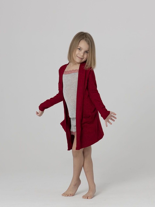 swetry dla dziewczynki Miękki, dziecięcy kardigan - czerwony melanż
