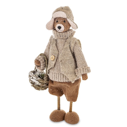 figurki i rzeźby Figurka - szary Miś CAPELLO 23x16x8 cm z koszykiem