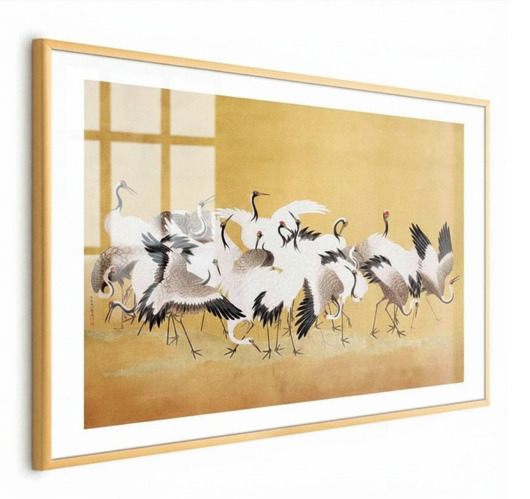 grafiki i ilustracje PLAKAT 61X91,5 cm żurawie, vintage obraz, japoński, ptaki