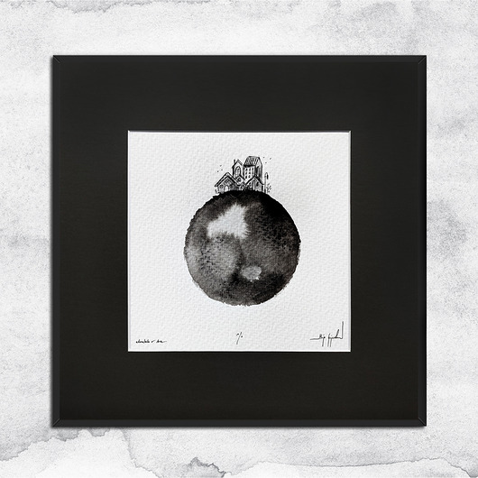 grafiki i ilustracje UNIKAT - oprawiona w ramę akwarela (domek 2)