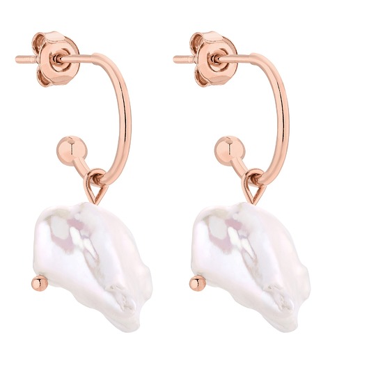 kolczyki pozłacane Kolczyki z różowego złota z naturalnymi perłami