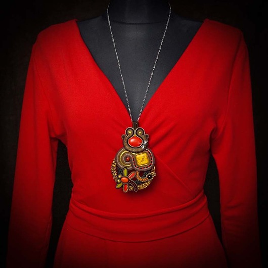 Autumn Garden - wisior/ naszyjnik soutache Mró Soutache