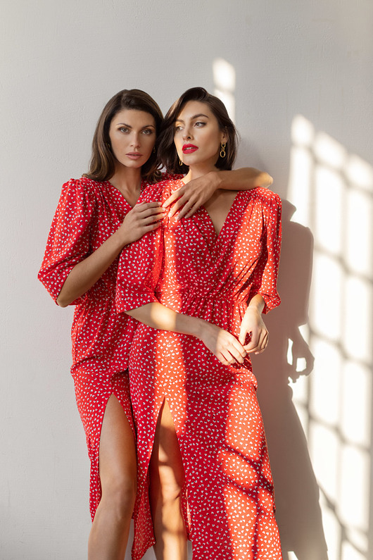 sukienki maxi damskie Czerwona sukienka Poppy Flower