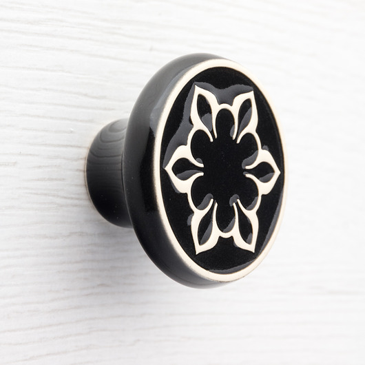 gałki do mebli Gałka do mebli czarna z jasnym ornamentem, wz.2