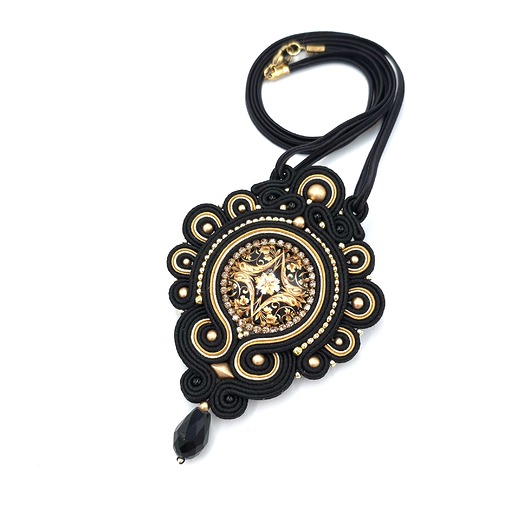 wisiory Wisiorek sutasz złoto czarny barokowy elegancki naszyjnik Flavia