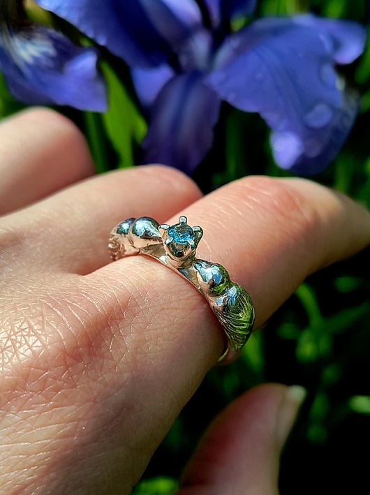 pierścionki srebrne Niebieski Ptak pierścionek ze srebra z błękitnym topazem