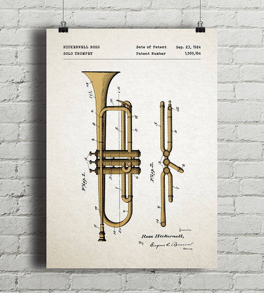 plakaty Trąbka - patent - plakat vintage