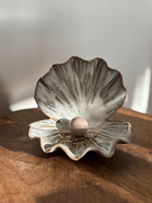 pojemniki na biżuterię Ceramiczna Podstawka na Biżuterię Muszla Skarbiec Waterfalls