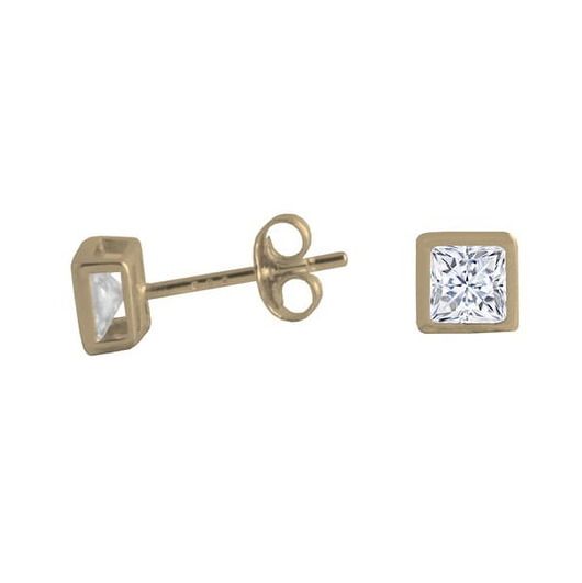 kolczyki pozłacane Srebrne pozłacane kolczyki z cyrkonią 4mm