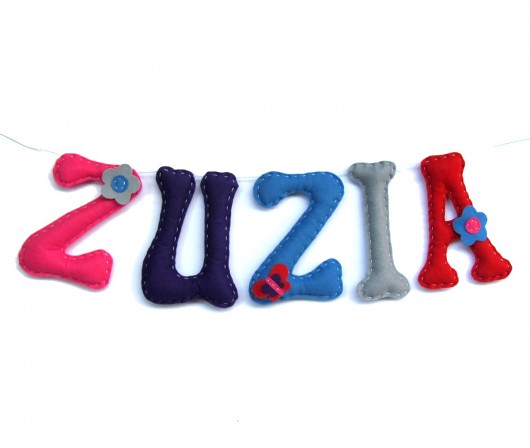 Duże literki z filcu 16cm - Zuzia locoloro