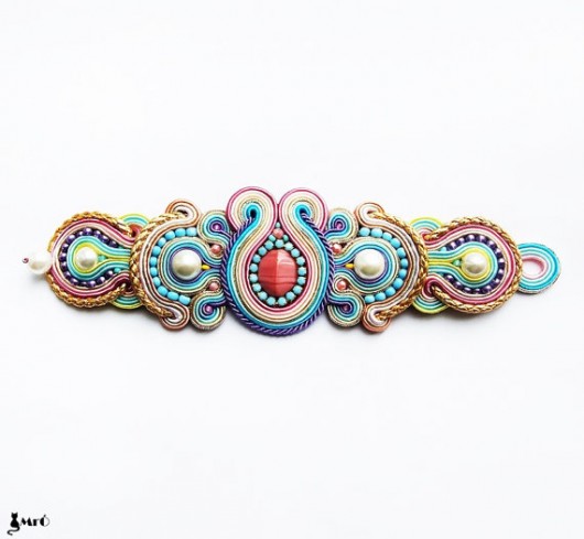 Piękna pastelowa bransoletka soutache Mró Soutache