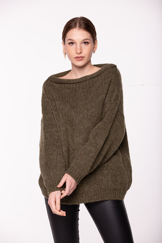 Sweter krótki UNDERWORLD oliwkowy UNDERWORLD