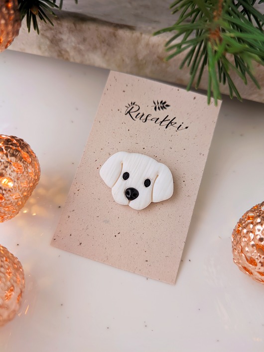 przypinki Pin shih tzu, biały pies piesek przypinka, akcesoria z psem pieskiem