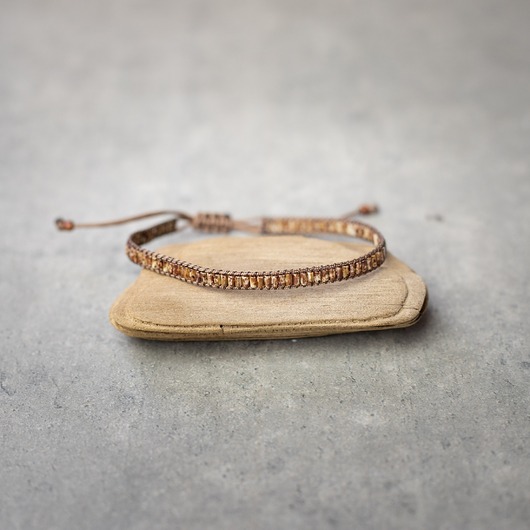 biżuteria męska Bransoletka męska z koralikami - brązowa