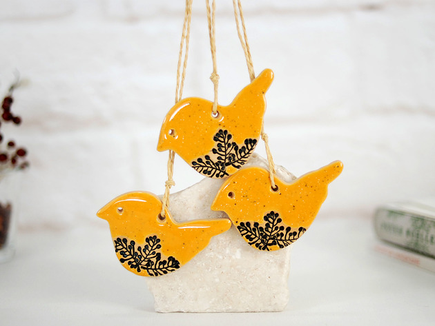 ozdoby choinkowe Ptaszki choinkowe sikorki - ozdoby ceramiczne