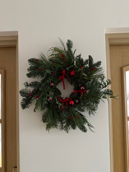 wianki bożonarodzeniowe Wianek świąteczny naturalny czerwień