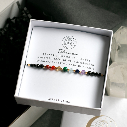 bransoletki na sznurku Bransoletka Czakry Harmonia Balans Turmalin Onyks Talizman Amulet